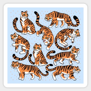 Cute tigers Cartoon illustration Sticker